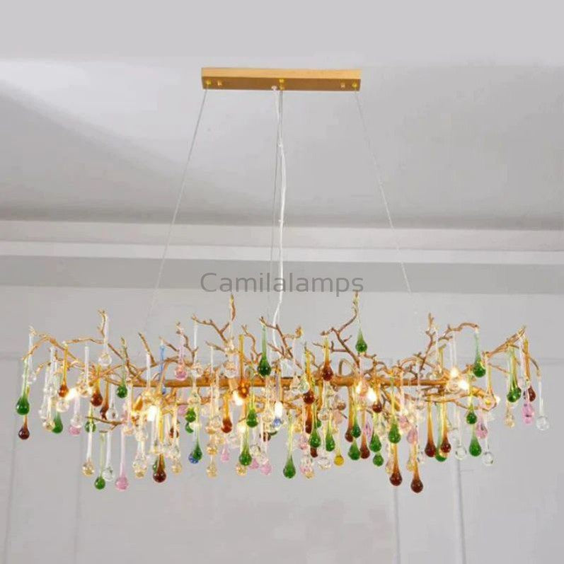 Ran Colorful Crystal Linear Branch Chandelier - thebelacan