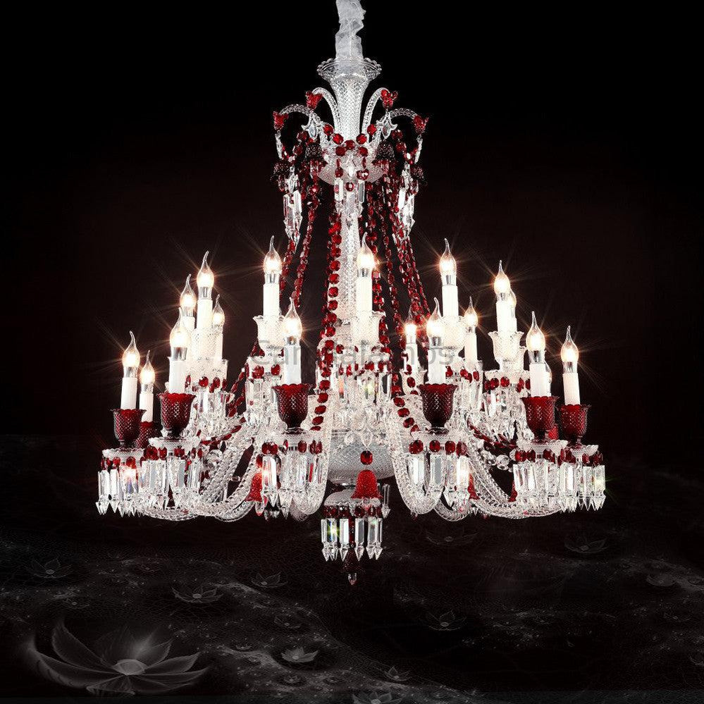 Red Crystal Classic Chandelier 24 Lights， Olivia Lamps baccarat crystal chandelier