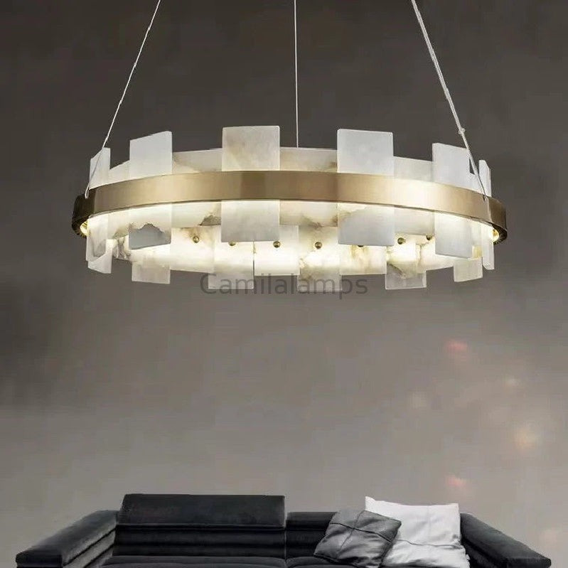 Larry Modern Round Marble Chandelier For Living Room