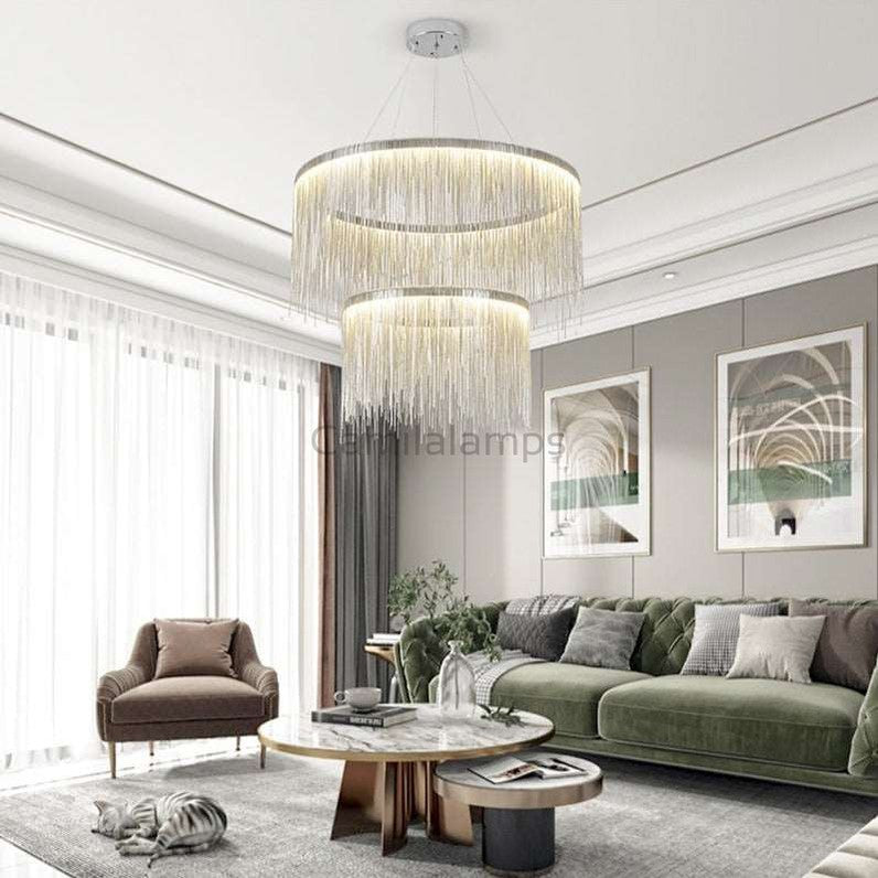 Cadena Two-Tier Chain Tassel Chandelier