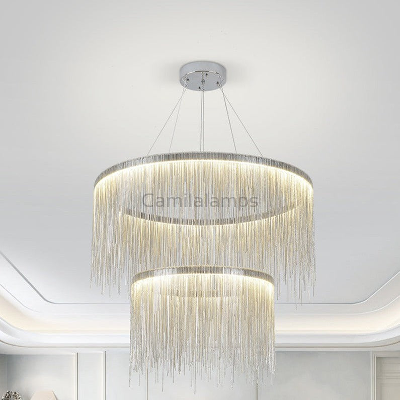 Cadena Two-Tier Chain Tassel Chandelier