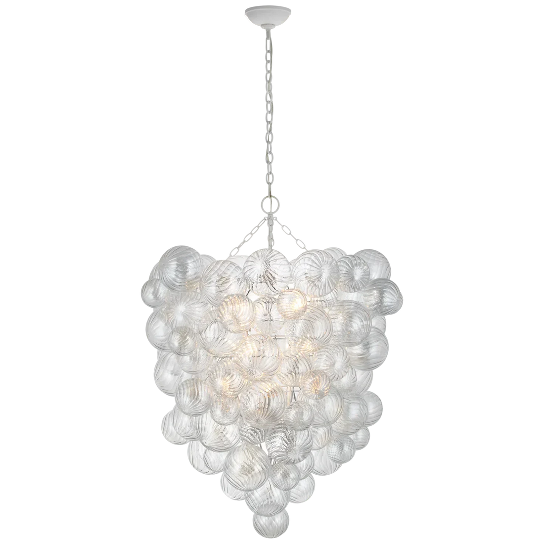 Kevin Talia Grande Entry Chandelier 36", Art Creative Glass Pendant Lamp Chandelier Kevinstudiolives Plaster whit CLEAR SWIRLED GLASS 