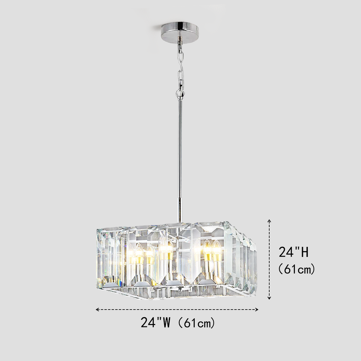 Apricity Crystal Square Chandelier 24"