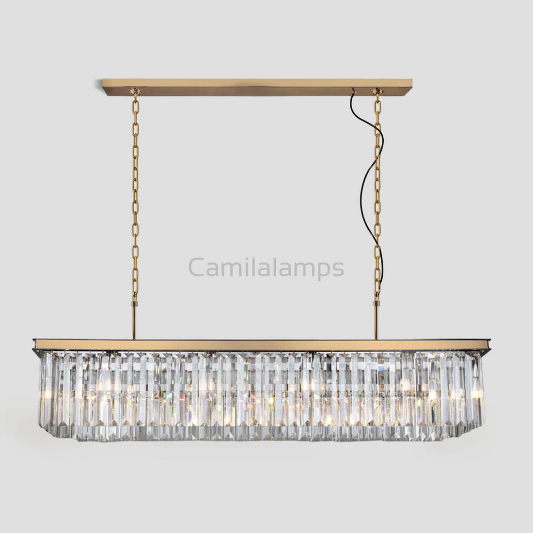 Falria Single-Tier Rectangular Crystal Rod Chandelier