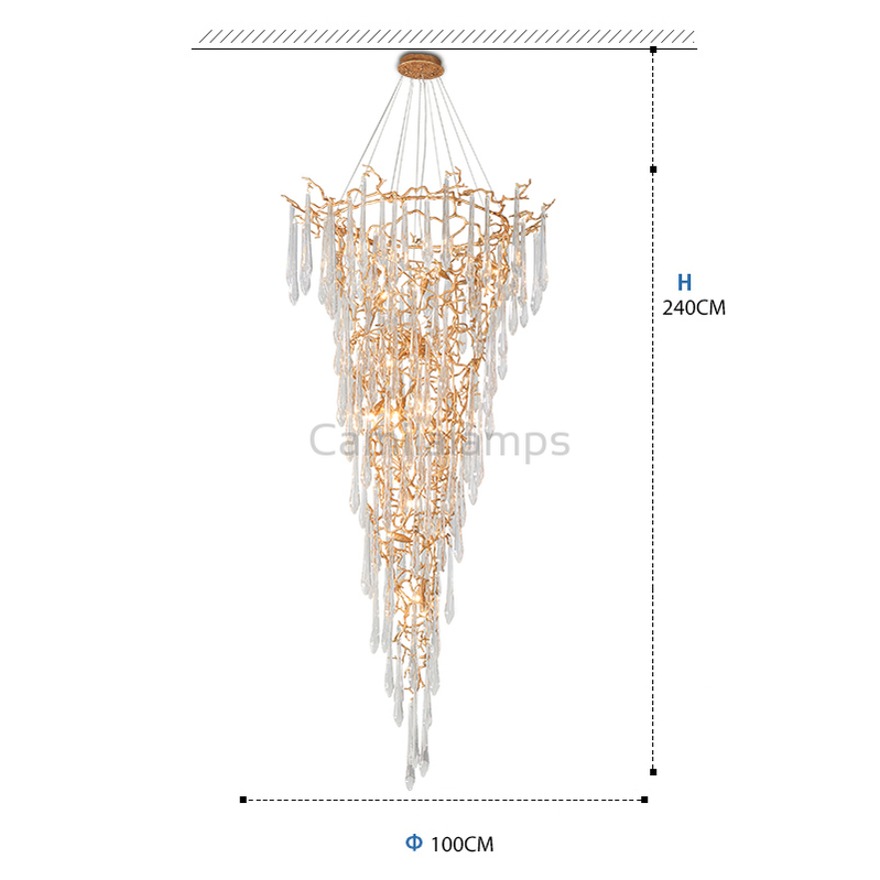 Cecily Crystal Branch Chandelier H 94.49" - Ineffable Lighting