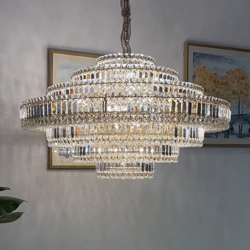 Luxury Cake Shape Living Room Crystal Chandelier