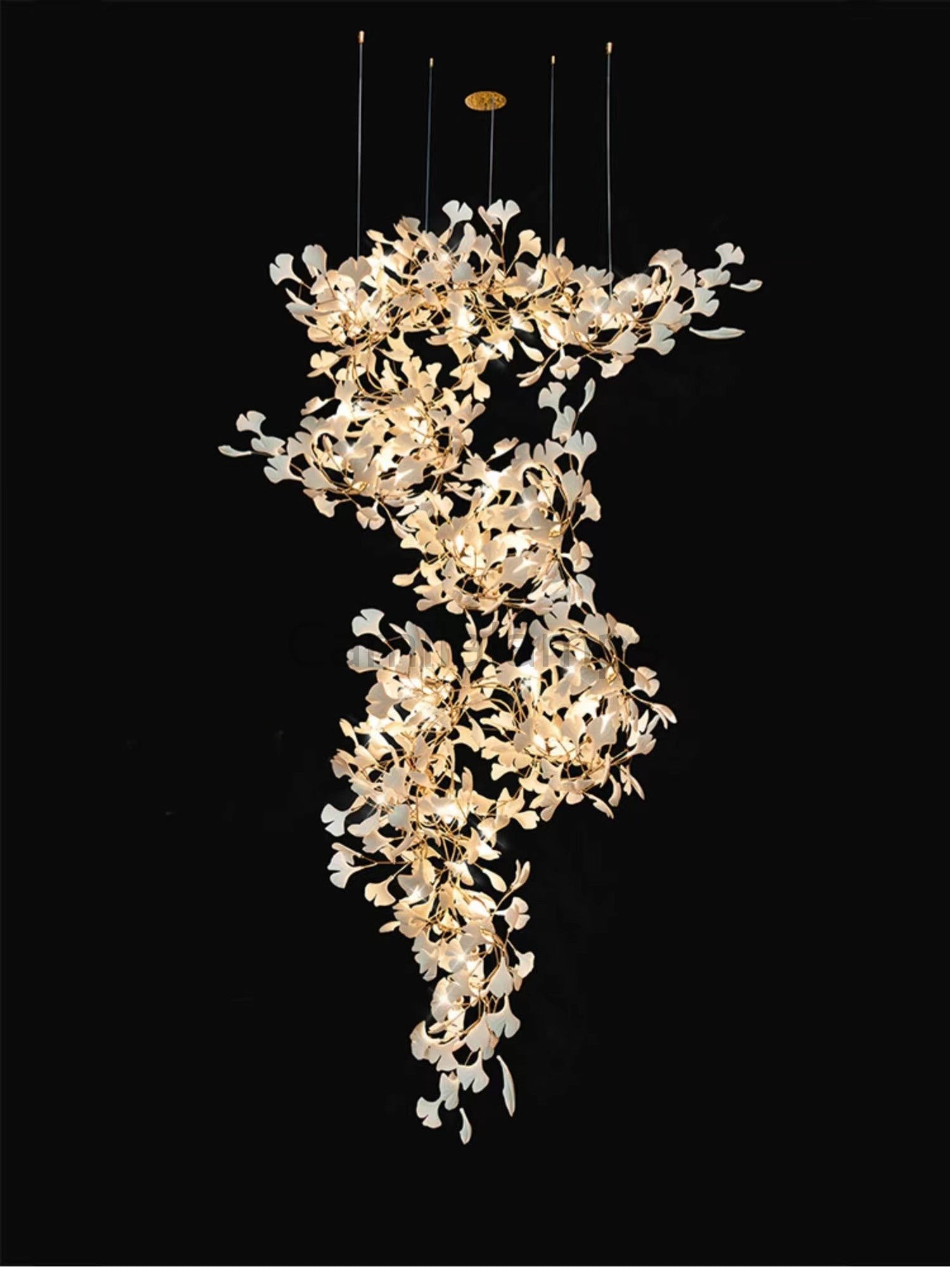 Modern Porcelain Ginkgo Branch Chandelier - Ineffable Lighting