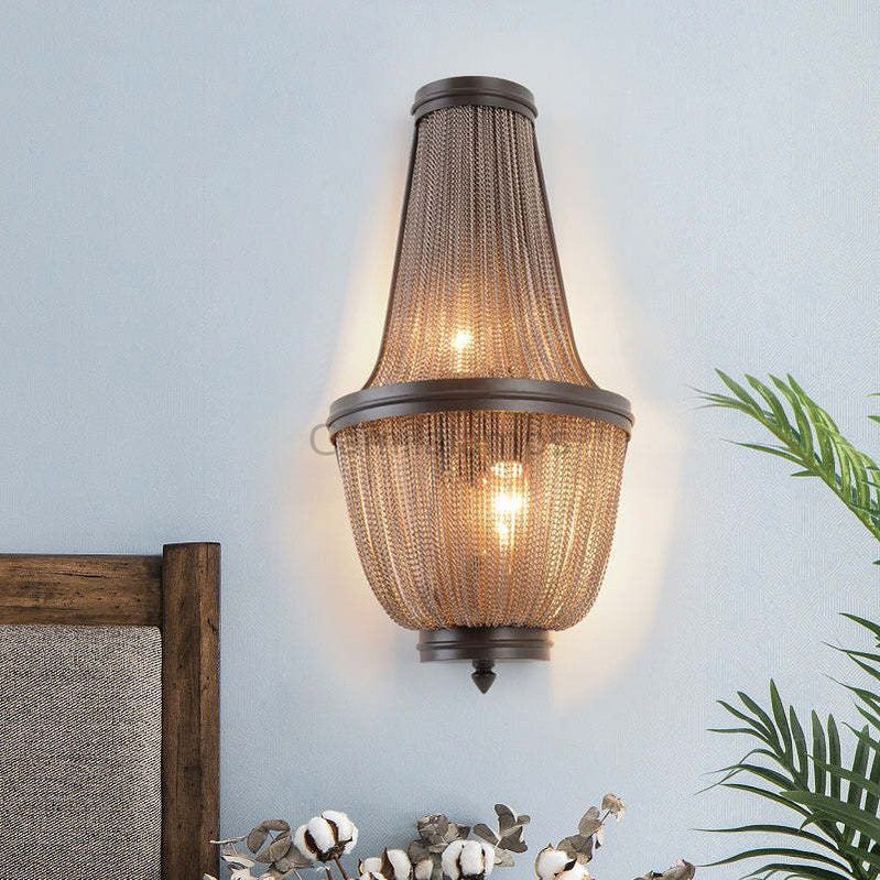 Aluminum Chain Wall Sconce In Living Room - thebelacan