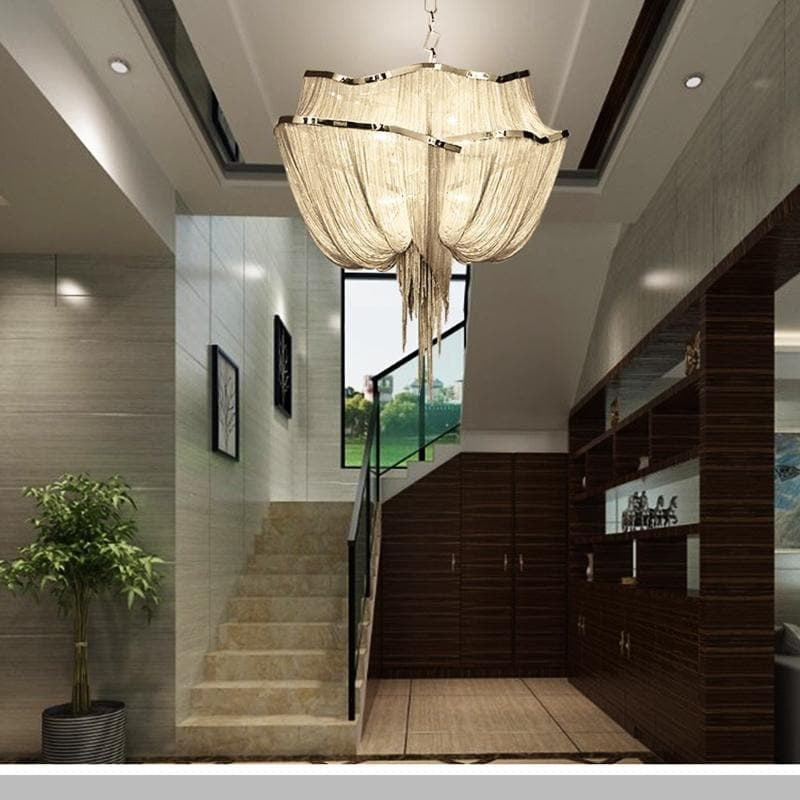 Alisa Luxury Double-Layer Aluminum Chain Tassel Chandelier - thebelacan