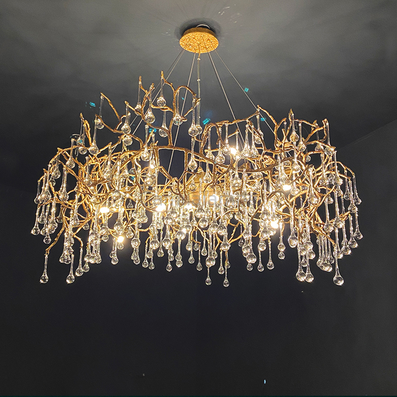 Avis Crystal Raindrop Branch Chandelier - Ineffable Lighting