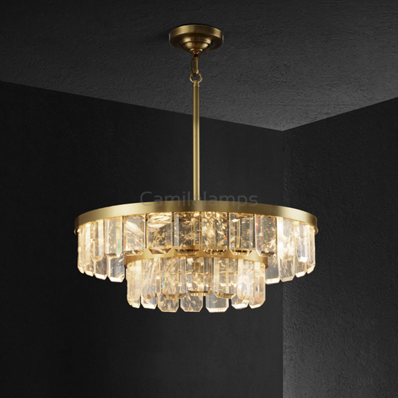 Rebecca Postmodern Double Tier Crystal Chandelier - Ineffable Lighting