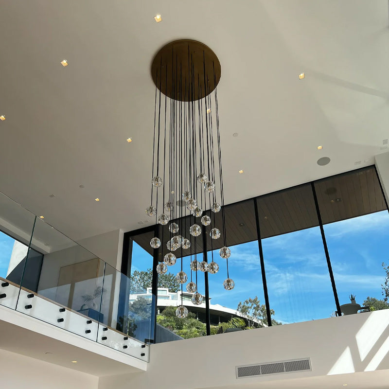 Bille Crystal Round Chandelier For High Ceiling