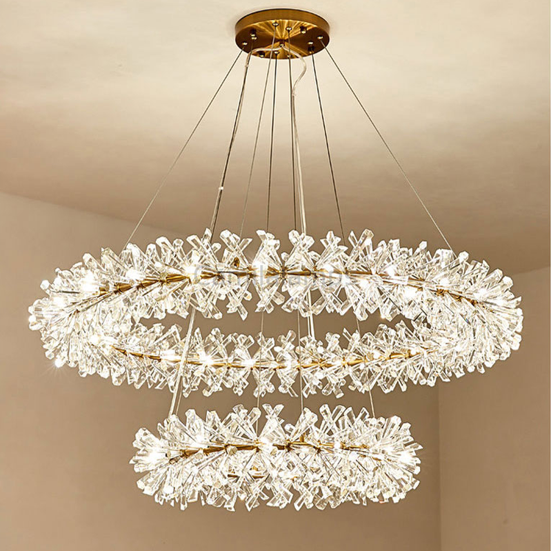 Isabel Postmodern Two-Tier Ring Crystal Chandelier - Ineffable Lighting