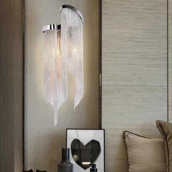 Kevin Flavio Modern Aluminum Chain Tassel Wall Sconce Wall Sconce Kevinstudiolives   