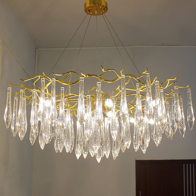 Agnes Aluminum Branch Crystal Chandelier - Ineffable Lighting