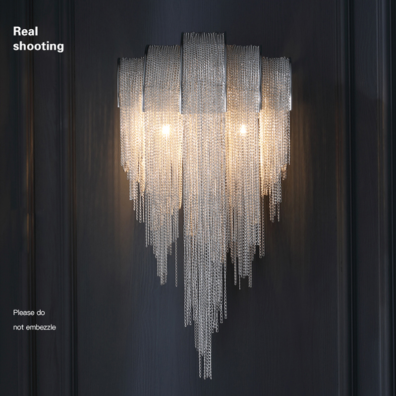 Modern Aluminum Chain Tassel Wall Sconce - Ineffable Lighting