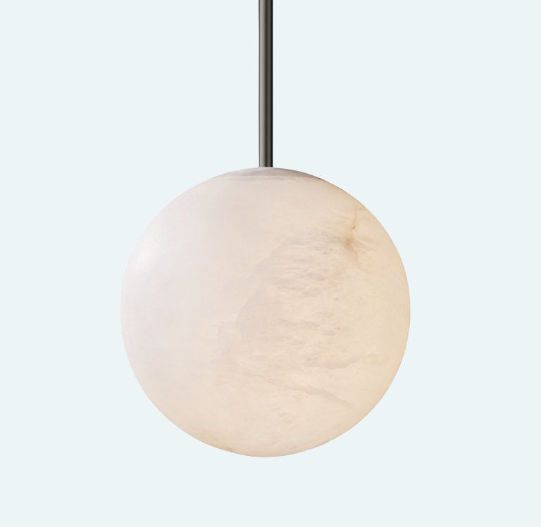 Hand Carved Alabaster Globe Pendent