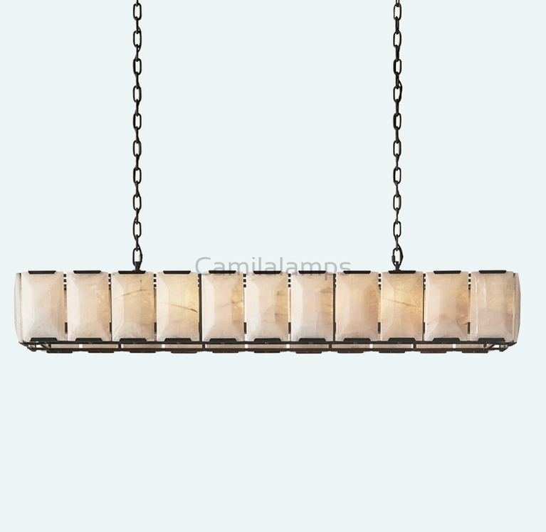 Harlow Calcite Rectangular Chandelier 74"