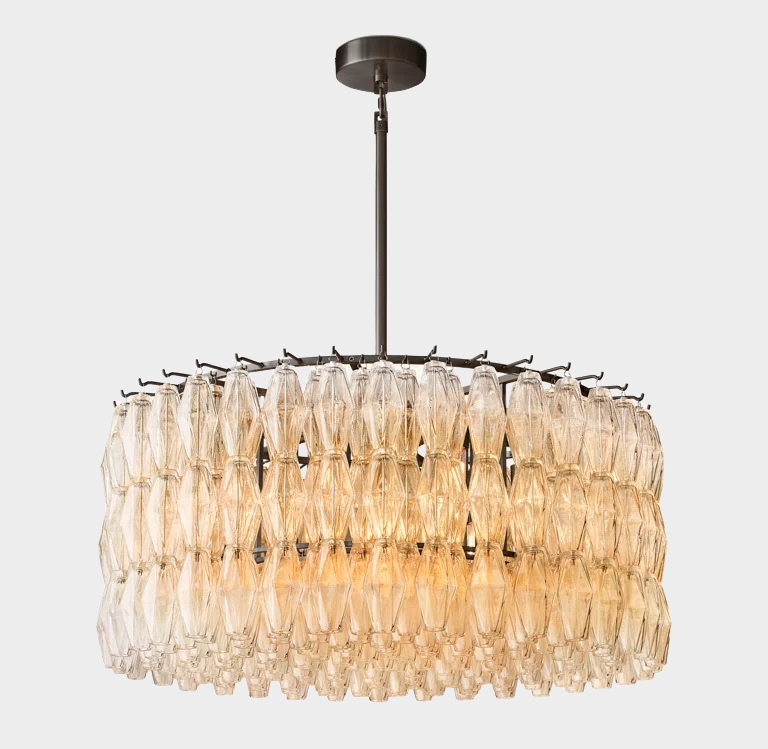 Camila Chiaravaie Glass Tiered Round Chandelier D 37"