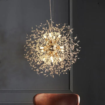 Alouette Modern Round Crystal chandelier Gold For Living Room, Bedroom Branch Chandelier Camilalamps W24" X H24"  