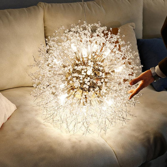 Alouette Modern Round Crystal chandelier Gold For Living Room, Bedroom Branch Chandelier Camilalamps   