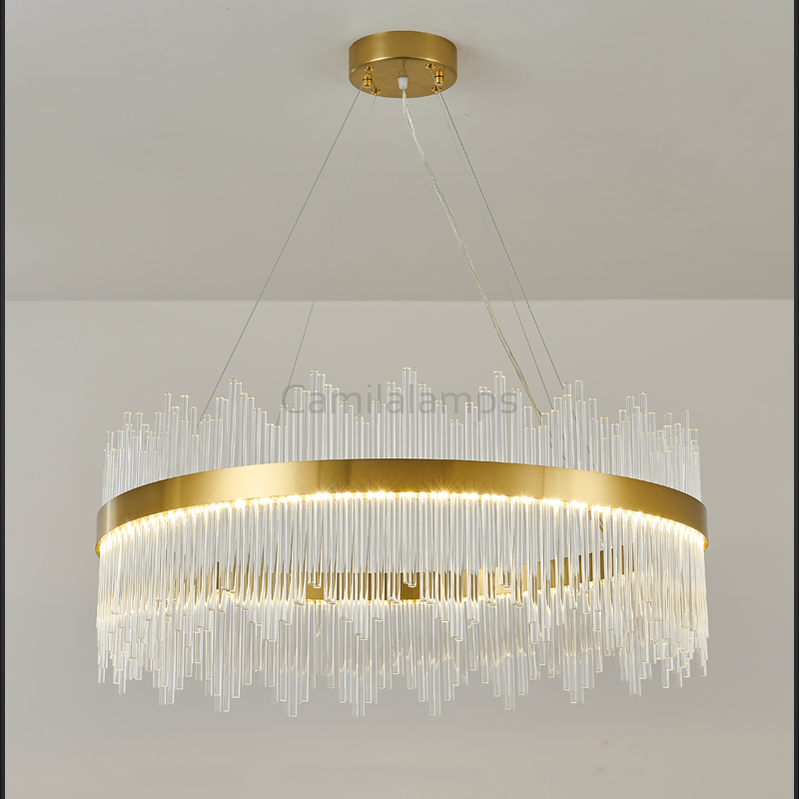 Skylar Round Glass Chandelier - Ineffable Lighting