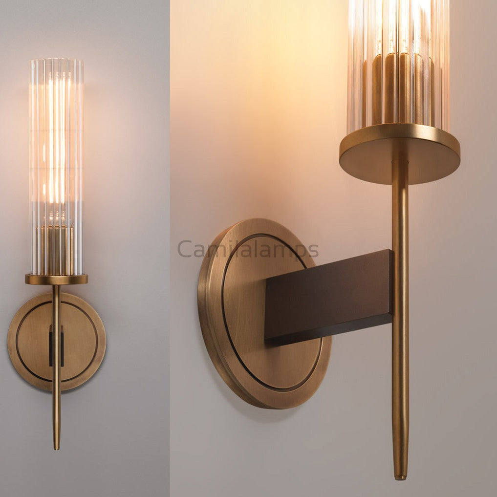 Janet Cylinder Modernist Brass Sconce Lights