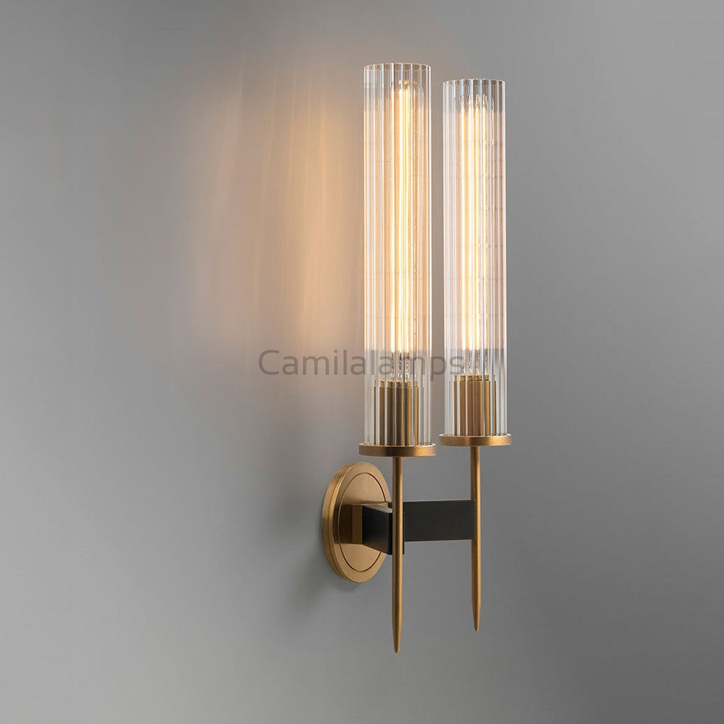 Kevin Janet Cylinder Modernist Brass Sconce Lights Double Wall Sconce Kevinstudiolives   